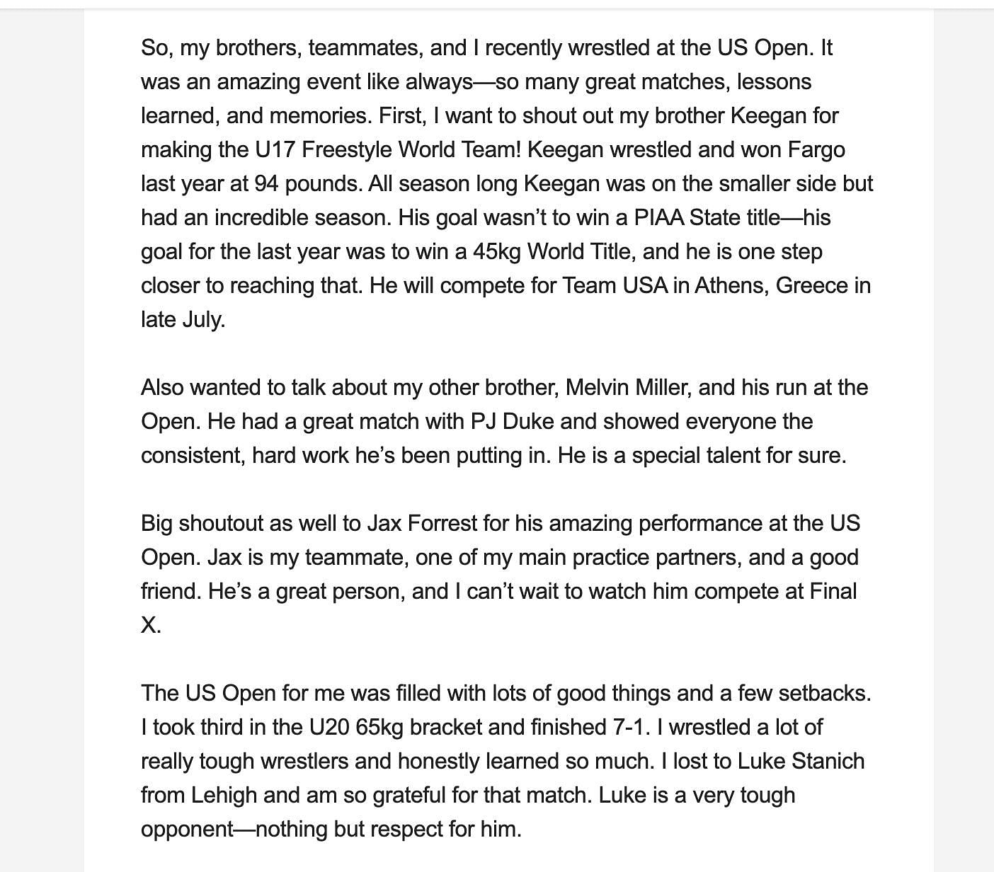 Screenshot of Bo Bassett's newsletter.
